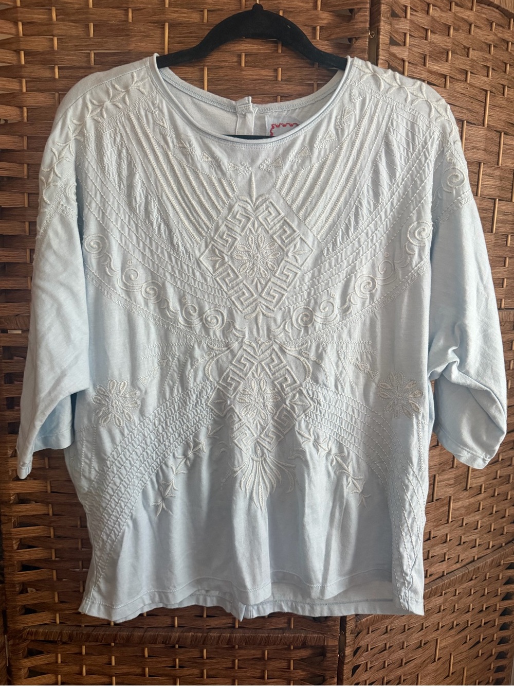 Johnny Was Light Blue Embroidered Women’s Top S